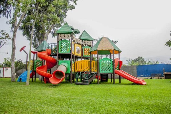 Playground with artificial grass